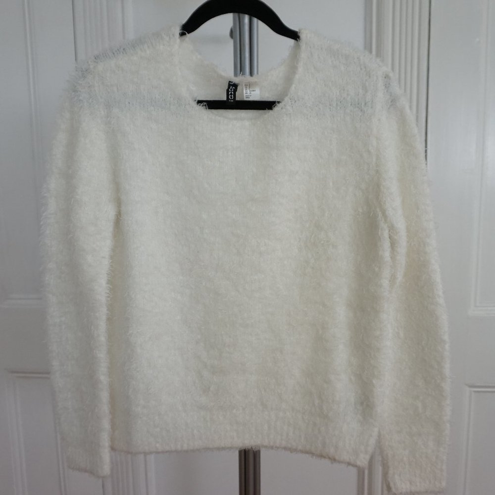 Fuzzy White H&M Sweater